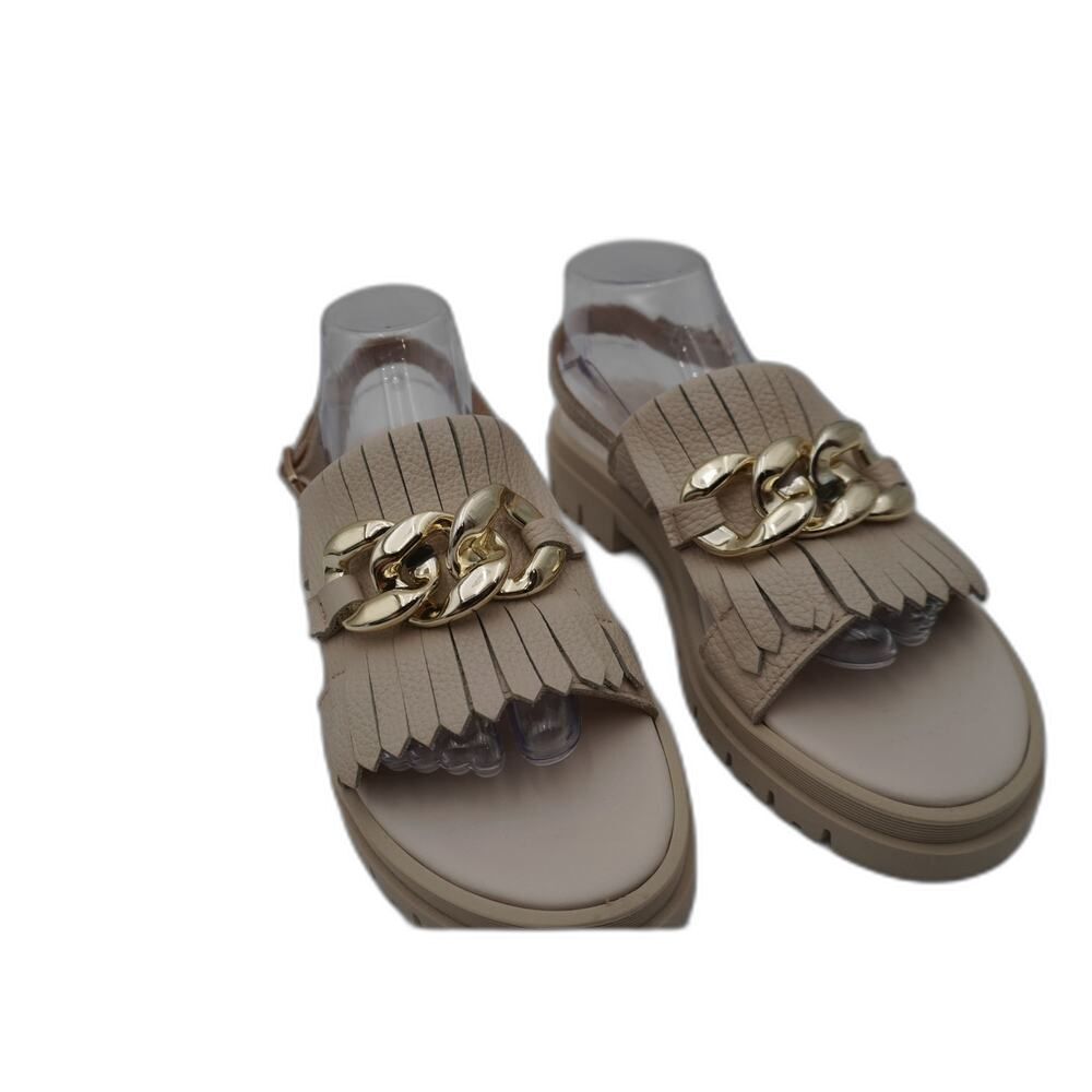 New Ron White "Shalona" Sporty Sandals in Oyster/off white cushion/chain size 40